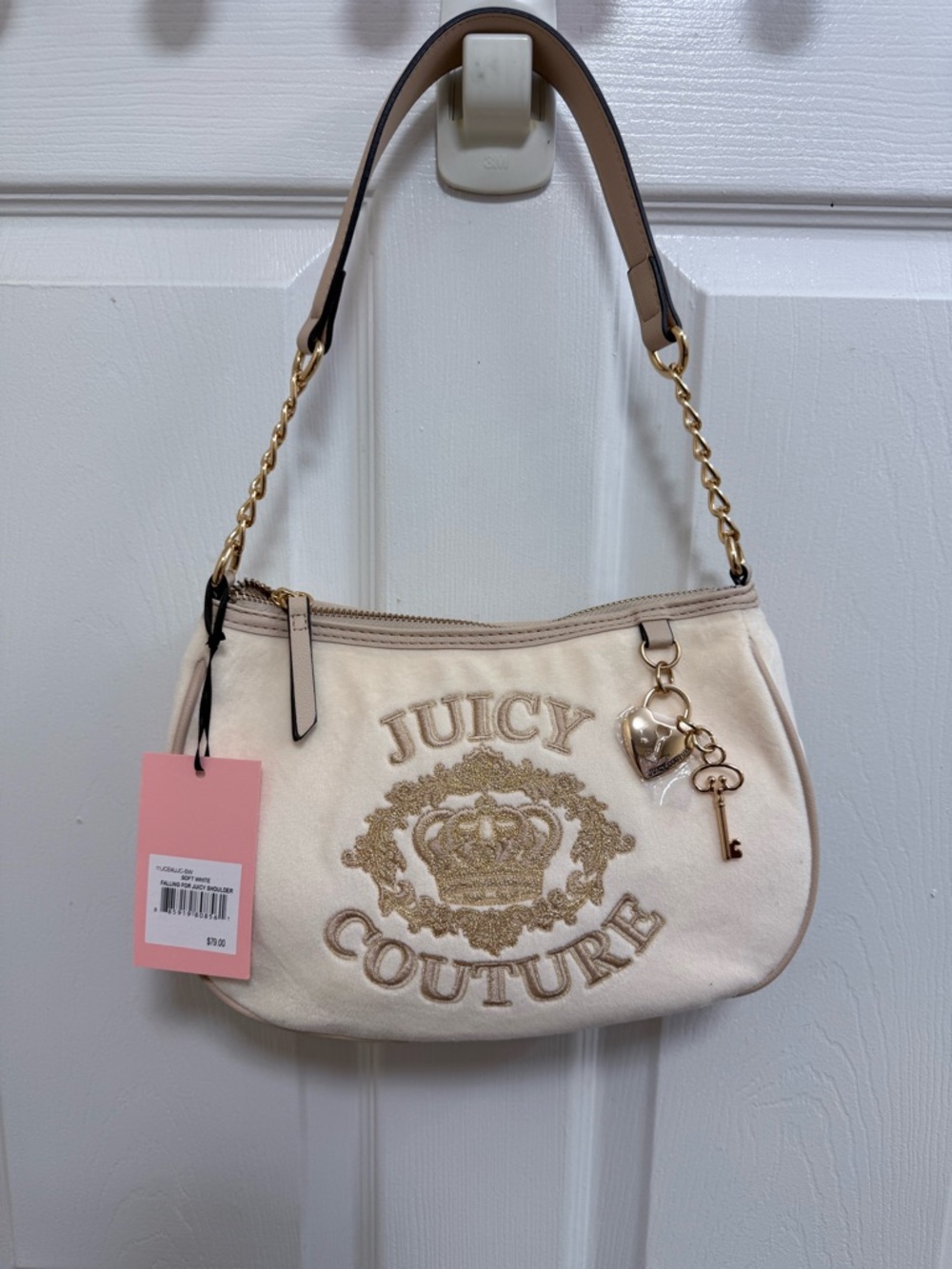 NWT Juicy Couture Falling For Juicy Shoulder Bag in Soft White